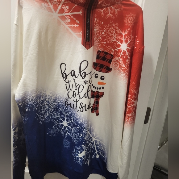 New Snowman Drawstring Hooded Sweatshirt XL - Picture 3 of 3